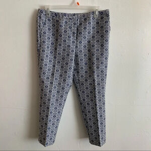 Worthington Blue White Floral Capri Pants Trouser size 4